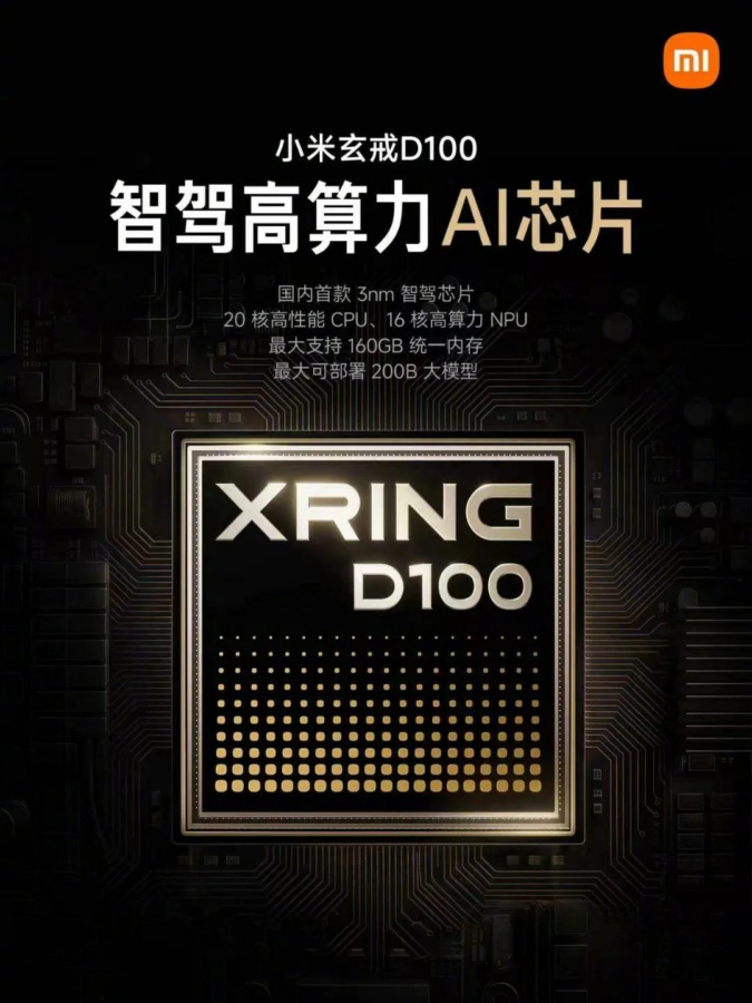 Xiaomi Xring D100: pierwszy w Chinach 3nm chip do inteligentnej jazdy z AI o 200 mld parametrów